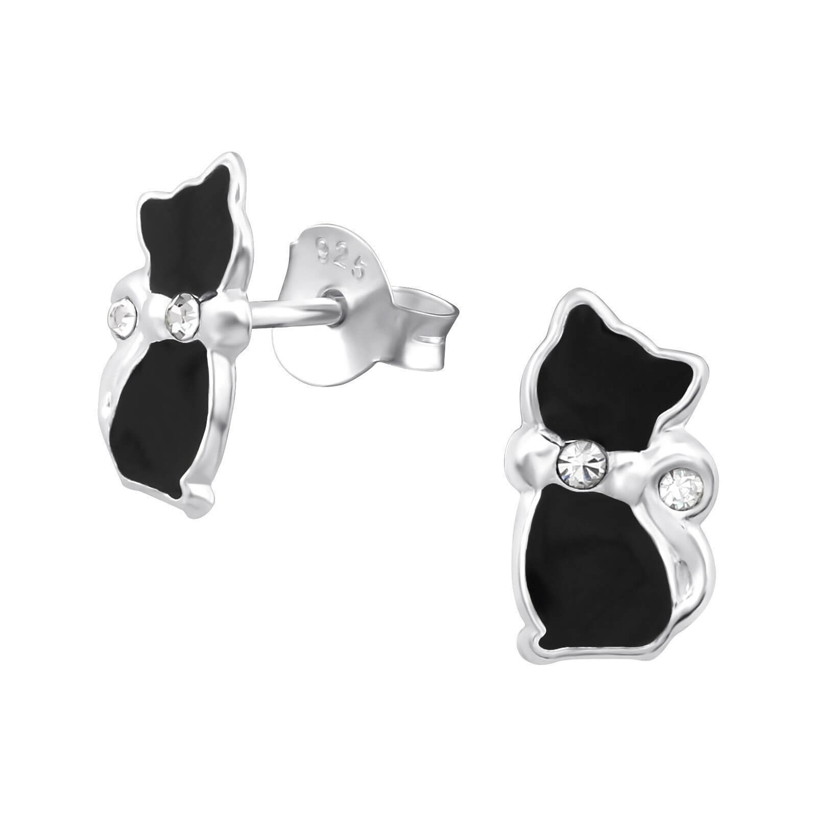 Boucles d'oreille silhouette de chat.