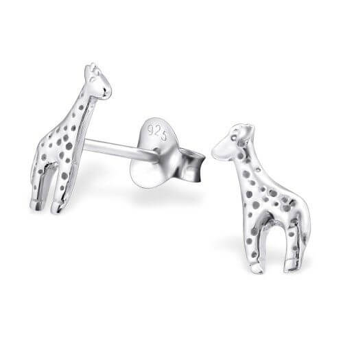 Boucle d'oreille enfant girafe en argent