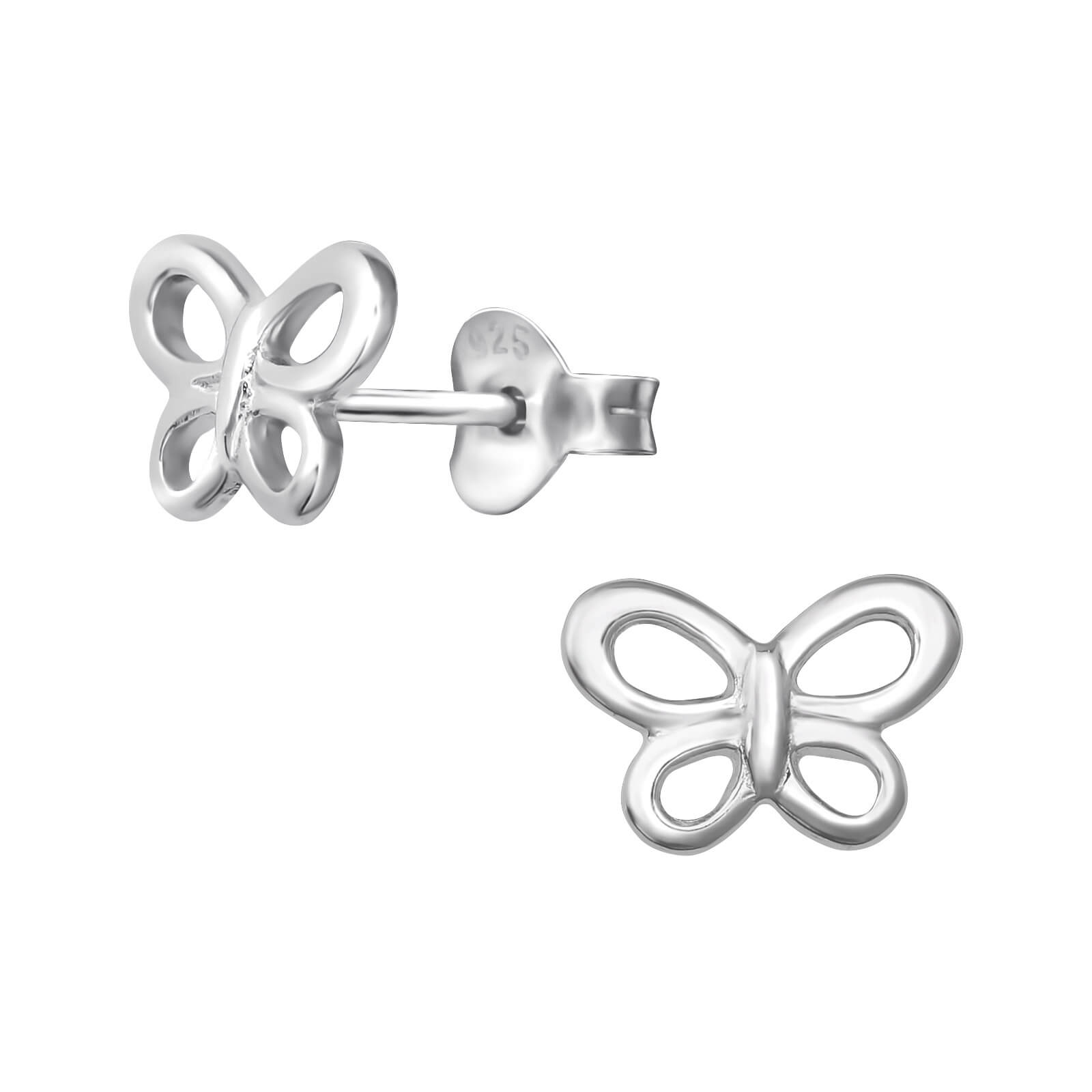 Boucle d'oreille enfant papillon en argent