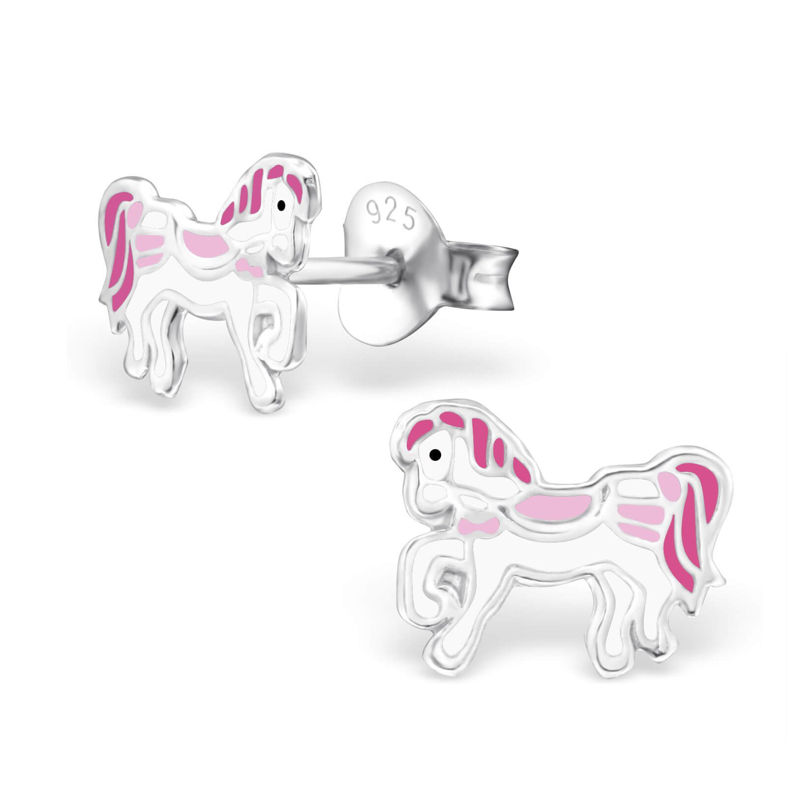 Boucles d'oreilles enfant jument en argent