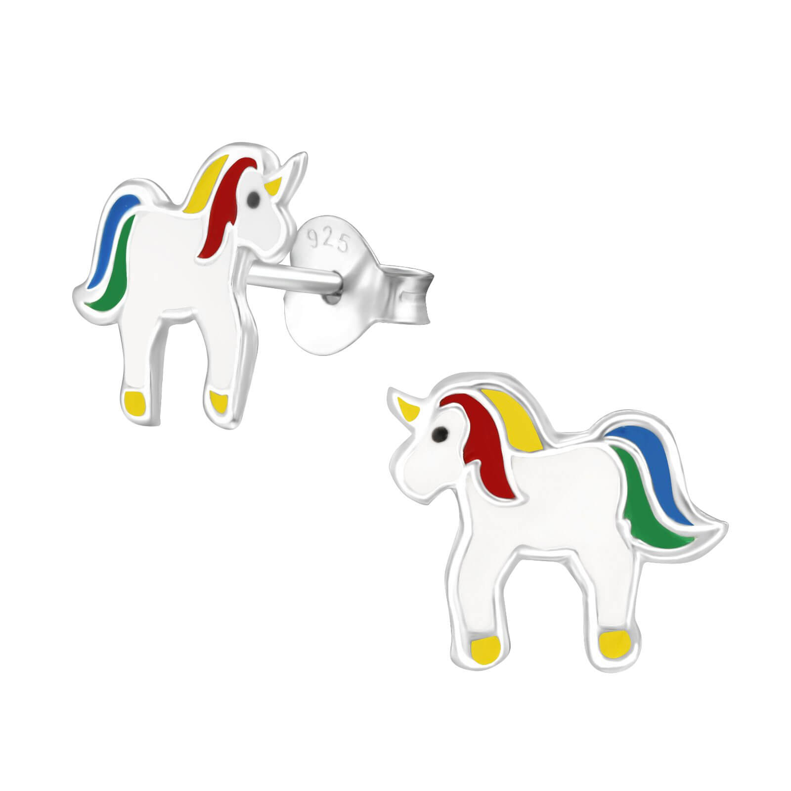 Boucles d'oreilles enfant licorne en argent