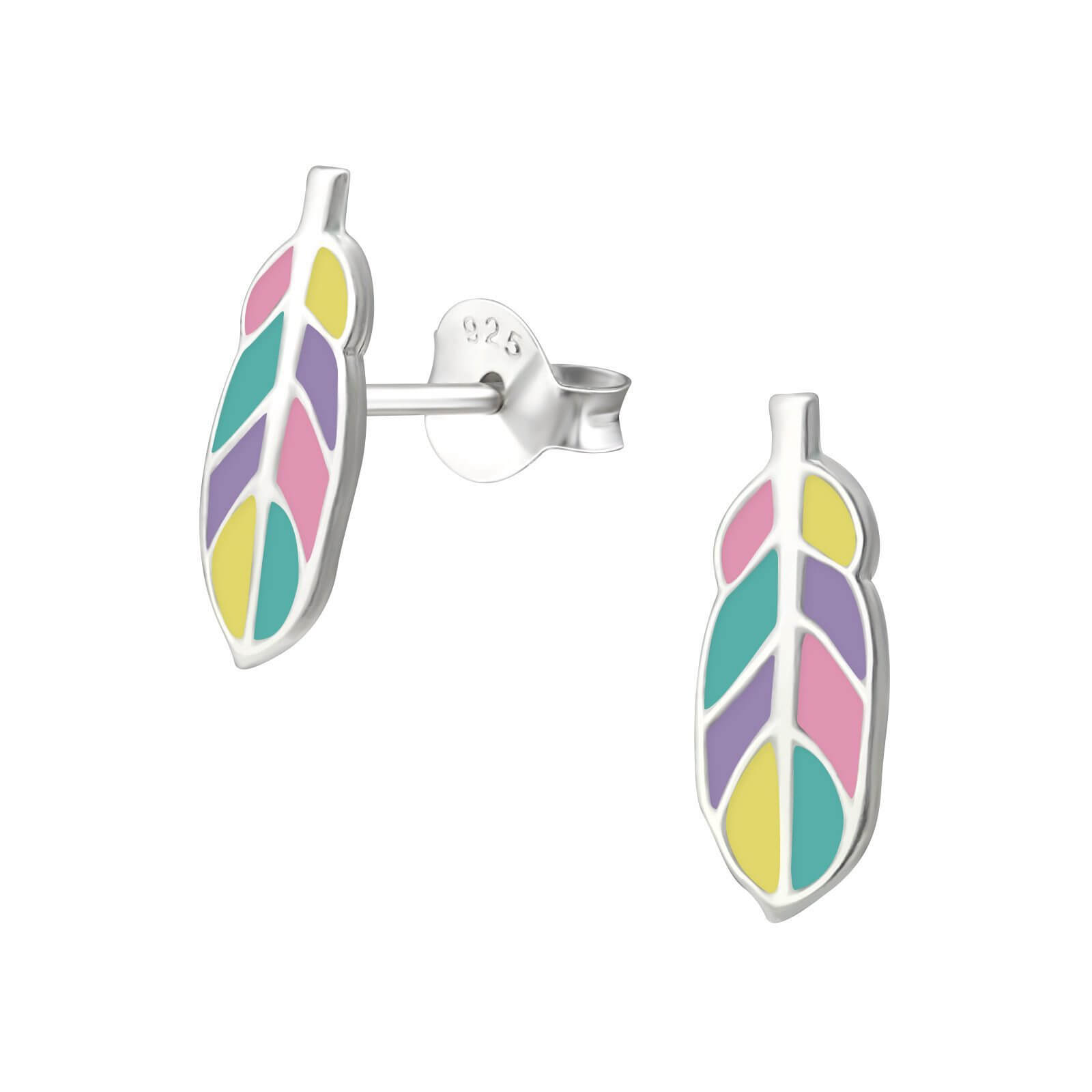 Boucles d'oreilles plume multicolore